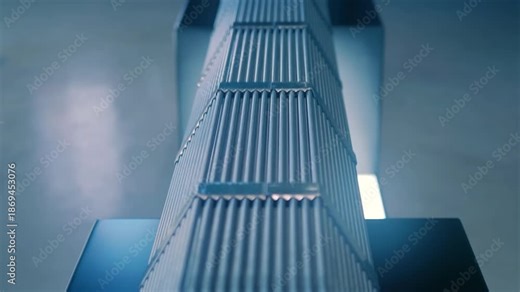 The complex structure of the nuclear reactor fuel assembly, which provides heating of the primary circuit water from the fuel elements in the nuclear power plant. Closeup. Shot in motion