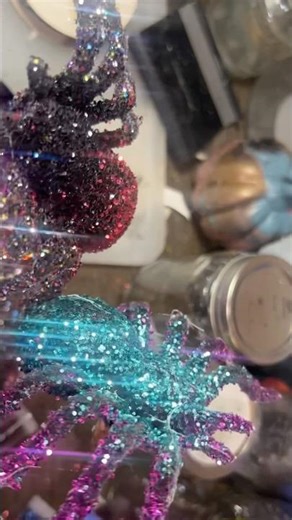 Dollar Tree Glitter Spiders ✨ DIY Halloween in 60 Seconds!