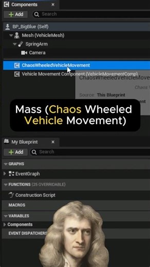 Mass: Chaos Wheeled Vehicle Movement 🚘 #unrealengine #ue5 #gamedevblog #tutorial #gamedevelopment