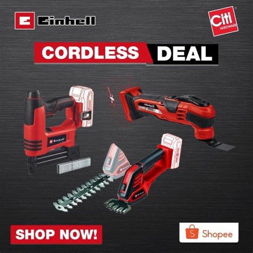 9.7K views · 31 reactions | Einhell deals just for you mga KaCiti!  Enjoy our cordless deals and don't miss out, shop now! 朗 헦헛헢헣 헢헡헟헜헡험 SHOPEE: https://shope.ee/LN3ISwcUz #greatvalueeveryday #HomeImprovement #shopee #EINHELL | CitiHardware | Facebook