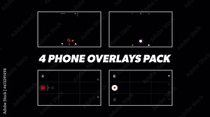 4x 4K Mobile phone recording screen overlay with transparant background. Make it look like you recorded a video with your phone/mobile device. Stock Video