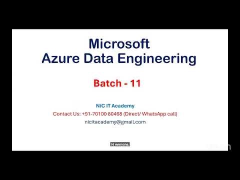FREE DEMO Azure Data Engineering Online Live Training [BATCH - 11] 8:00 PM IST