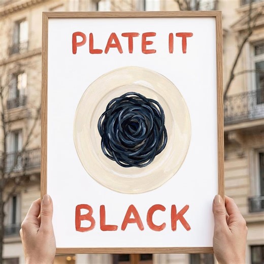 Black Pasta Plate Wall Art Poster, Funny Dining Print, Song Lyric Pun - Etsy