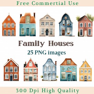 Family House Illustration Clipart, House Clip Art Png, Digital Building Image, Commercial Use, Bundle Transparent Background Picture,300 DPI - Etsy