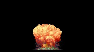 simulation of a nuclear explosion on a dark background