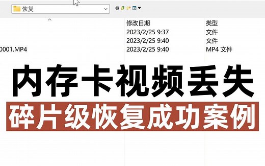 恢复软件恢复出来视频黑屏，经过我们碎片级视频恢复，成功找回全部视频。相机内存卡视频恢复。