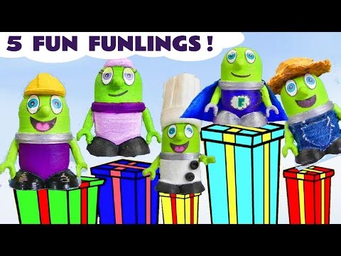 5 Funlings Jumping on the Bed looking for King Funlings birthday present