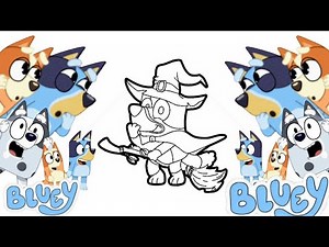 Bluey flying on a witch broom | Bluey 💙🧡