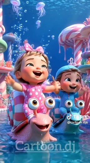 Cute Cartoons Riding Snails: A Fun Kids' Adventure