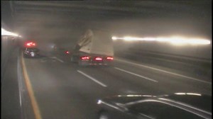 A Massachusetts Department of Transportation camera captures the moment a truck's load hit the ceiling of the O'Neill Tunnel in Boston. More: https://go.turnto10.com/2z1SLQm | NBC 10 WJAR