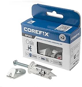 Spike Mirror/Picture Hanging Kit Pack of 2 - Heavy Duty Drywall Anchors (Safe Load Up to 110 lbs) with Hooks for Hanging Mirrors, Pictures or Canvas'. Easy to Install with NO Drill Required.