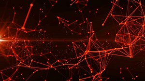 Abstract futuristic background with interweaving lines, dots and triangles, digital technology, big data, high speed connection visualization. abstract science fiction theme background.