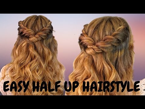 Wavy twisted half up half down hairstyle - half up half down curly hair tutorial