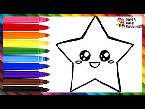 How To Draw A Star ⭐ Drawing And Coloring A Cute Star 🌈 Drawings For Kids
