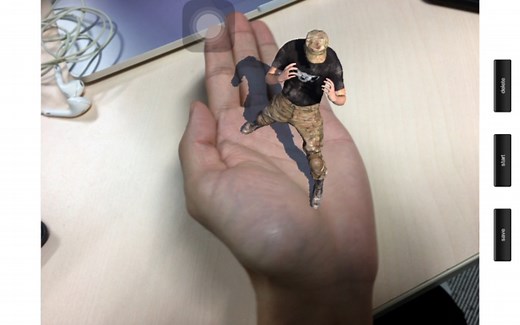 基于手部姿态的AR—hand tracking—视频是2017年录制用iPhone6s测试的—现在手势追踪相对已经比较成熟—利用视频中手掌的6个点建立坐标系