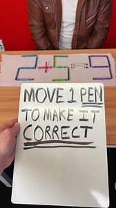 390K views · 190 reactions | Move 1 Pen to 2 + 5 = 9 Correct. A woman plays a game where she has to move one pen to make the equation correct. This original video was produced by Rick Lax and Alex Z. | Lists and Laughs | Facebook
