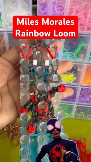 Miles Morales Rainbow Loom. #rainbowloom #milesmorales #loombandbracelet #loomband #spiderman
