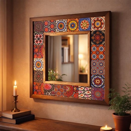 Mosaic Mirror, Ceramic Tile Frame, Entryway Decor, Housewarming Gift - Etsy