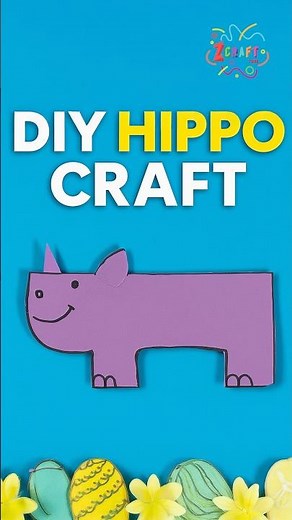 DIY Hippo Craft for Kids | Easy Paper Animal Art Project #diy #craft #craftyfun #kids