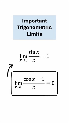 ElectricalMath on Instagram: "Two special trigonometric limits that are fundamental building blocks in calculus. But did you know that one is a consequence of the other? #math"