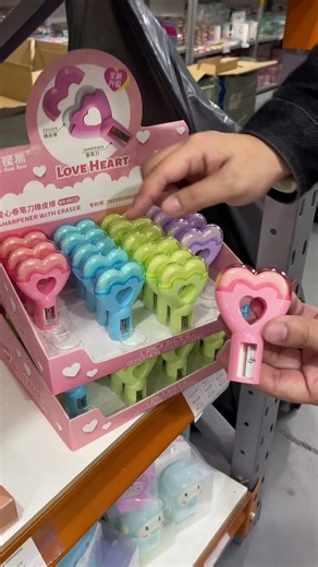 Eraser + Heart-Shaped Sharpener / Kawaii Stationery (JQ Shop)