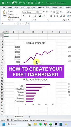 Dashboards 101 ✅ Click the link in my bio to register for my FREE Excel dashboard training 👏 #excel #exceltips #corporate #workhacks #spreadsheets