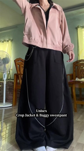 Unisex Crop Jacket & Baggy Sweatpant Set | Blackts Trending Outfit