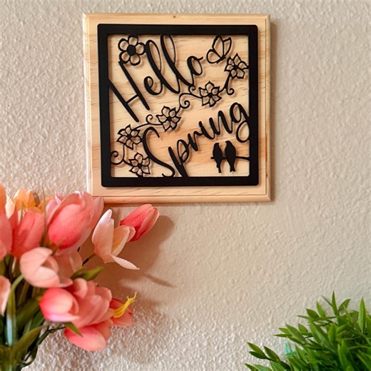 Metal Hello Spring Sign – Magnetic Interchangeable Decor - Wood Base - Etsy