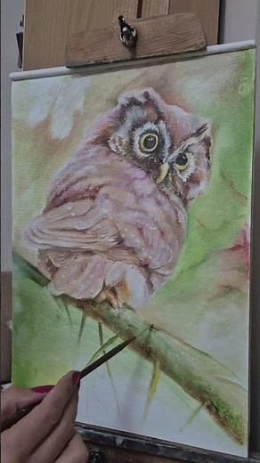How To Paint The Most Realistic Owl Painting Tutorial|ParvanehArt #shortsfeed