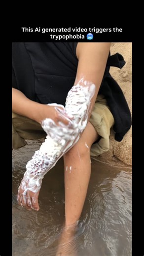 Deepnewsai on Instagram: "This AI-generated video is designed to trigger trypophobia — the fear of clusters of small holes or bumps. The visuals are unnervingly realistic, showing textures like spongy surfaces or honeycomb-like patterns that feel almost alive. The AI combines hyper-detailed patterns, lighting, and subtle movement to make every frame feel unsettling and uncanny. Even knowing it’s artificial, your brain reacts instinctively to the clustered holes, creating a mix of fascination and