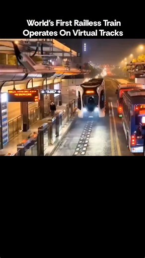 AI Tools | Technology on Instagram: "World's First Railless Train Operates On Virtual Tracks 👇 The "world's first railless train" that operates on virtual tracks is the Autonomous Rail Rapid Transit (ART) system developed in China. Key Features of the ART System Virtual Tracks: The ART system uses a combination of LiDAR, optical sensors, GPS, and AI to follow "virtual" rail lines, which are essentially white dotted lines painted on the road surface. This eliminates the need for expensive and di