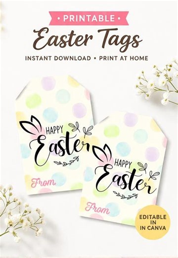 Printable Easter Gift Tags, Happy Easter Basket (instant Download) - Etsy