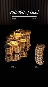 413K views · 2K reactions | 25 years ago, gold was worth around $275 per troy ounce, meaning it took 182 ounces to get $50,000 worth of gold. Today, gold is worth over $4,100 per troy ounce, and just 13 ounces are needed for a gold stack worth over $50K. This is a 1400% increase in value in just 25 years. In another 25 years, will just one gold coin be worth over $50,000? #apmex #gold #goldstack #goldcoins #preciousmetals | APMEX, Inc. | Facebook