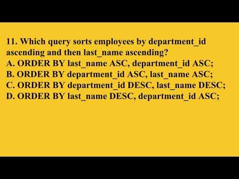 Sorting Data with the ORDER BY Clause in SQL | Q2 Oracle L20 P2 | SMILE ROAD