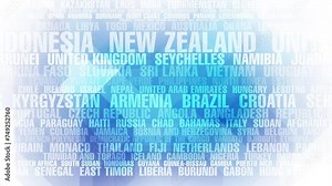 World culture and country names create abstract background for global adventure and travel inspiration, promoting tourism and exploration of world wonders