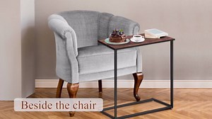 Side Table, C Table End Table, Couch Table for Laptop Coffee Snack, Small Side Table with Metal Frame, Wood Top Material Used for Living Room, Bedroom, Small Space, Rustic Brown