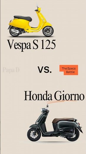 Vespa S 125 vs Honda Giorno: Style Meets Practicality