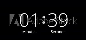 animation of two minutes countdown on transparent background with alpha channel, 2 minutes timer countdown animation, 2 minutes countdown