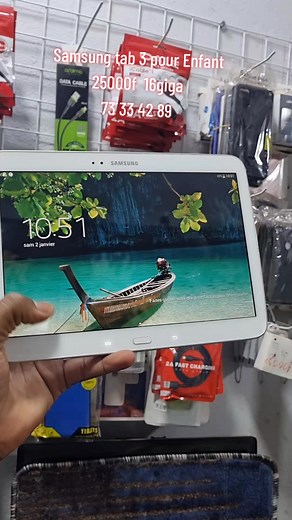 1.1K views · 5 comments | Tablette Samsung Galaxy Tab 3 sans puce pour Enfant Avec 50jeux déjà installé Mémoire 16GB ram 2GB écran 10pouce Batterie très durable Dernier prix 25000f Contact 73 33 42 89 livraison posible à la charge du client | Marché teliman | Facebook