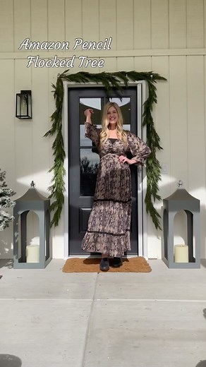 Flocked Pencil Christmas Tree for Festive Front Porch Decor