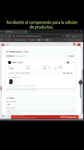 Edicion de productos #programacion #paginaweb #javascript