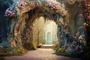 Dreamy Digital Backdrop Fairy Tale Background Castle Entrance Digital Forest Fairy Flower Arch Backdrop Background Flowers, Princess Path - Etsy