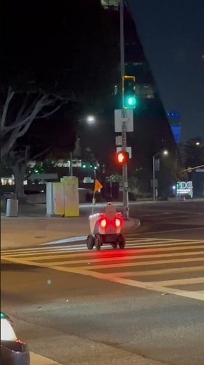 Autonomous Delivery Robot Crosses at Red Light in Los Angeles Intersection || ViralHog