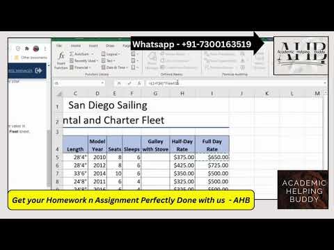 Excel Ch 2 Independent Project 2-5 | SIMnet Quiz 2 | San Diego Sailing