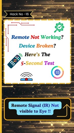  Think your TV remote is dead? Check it with your phone camera  in seconds. ✨ Light = Working  No light = Change batteries Easy trick. No tools needed  #myhackbank #LifeHacks #TechTips #UsefulTricks #HomeHacks #GadgetTips #ViralVideo | Myhackbank | Facebook
