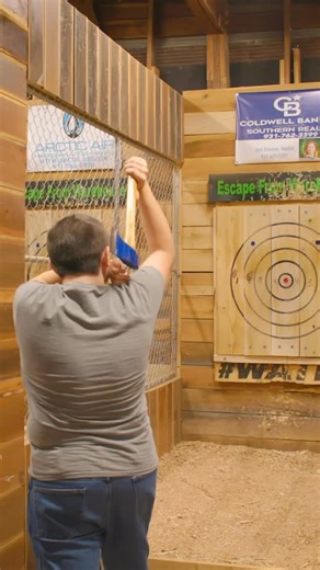 Axe throwing in Loretto, TN 🪓 — a must-try experience at Axe Kicking & Escape From Warehouse 1 | Visit Lawrenceburg