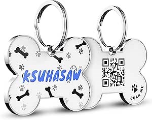 QR Code Dog Tags Personalized for Pets Name Tag Custom Dog ID Tags-Pet Online Profile Display Pet Information