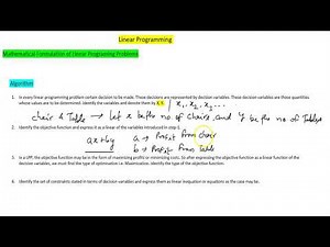 Mathematical Formulation of Linear programing problem(Example)