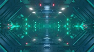 Download Abstract dark blue green sci-fi tunnel seamless loop, 4k 3d animation background for free