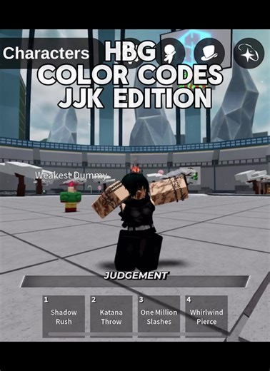 HBG COLOR CODES JJK EDITION PART 1. #fypシ゚viral#hbg#JJK#heroesbattlegroundscolorcodes#Maki2fine